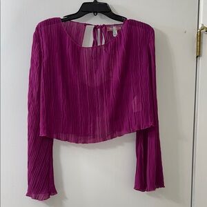 Urban Outfitters Purple Pleated Bell Sleeve Blouse